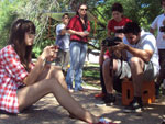 Protagonista Marcela Hoeppers no set 