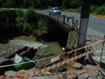 Pomerode, depois da enxurrada, ponte sobre o ribeiro Wunderwald