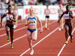 Hrystyna Stuy venceu a competio 4x100m durante o Campeonato Europeu de Atletismo