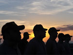 Entardecer durante cerimnia com a bandeira nacional
