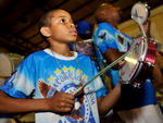 Erick Pereira Gomes, 11 anos,  o integrante mais jovem da bateria