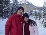 Lake Louise, Canad� - Luiz Carlos Santiago Jr. e Alessandra Amaral, de Blumenau, em janeiro de 2011