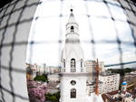 Vista de uma das torres da Igreja Nossa Senhora das Dores na Rua dos Andradas 