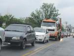 Greve de nibus causou congestionamentos no trnsito em Blumenau