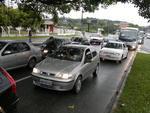 Greve de nibus causou congestionamentos no trnsito em Blumenau