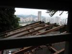 Andamento das obras na reconstruo do restaurante Frohsinn.