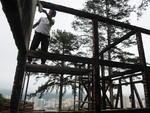 Andamento das obras na reconstruo do restaurante Frohsinn.