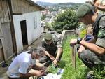 Funcionrios da prefeitura com apoio do exercito fazem multiro de combate ao mosquito aedes aegypti.
