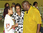Iara Bitencourt (carnavalesca), Izabel Christina (ex-Rainha do carnaval) e Presidente Urso (Ademir Moraes), na gravao do clipe da Imprio da Zona Norte 