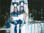Marilu e Lucilla na concentração do desfile do Bloco Saímo Sem Querê, carnaval de rua em Arroio do Sal (RS)