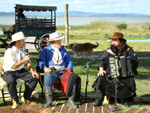 Nico Fagundes, Neto Fagundes e Cssia Abreu, no Recanto Borghetti, na Barra do Ribeiro/RS