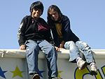 Leonardo Soares e Tainara Enrich no making of do episdio Kata da srie Primeira Gerao