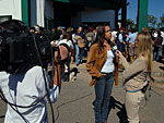 Rporter Estela Facchin estrevista a tcnica da ABCCC Cristina Freitas