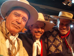 Nico Fagundes, Neto Fagundes e Joca Martins na gravao do programa especial da Expointer