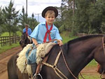 Fabiano Dias de Lima mandou foto da primeira cavalgada do Rodrigo, seu filho 
