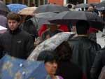 Guarda-chuvas voltaram as ruas da Capital