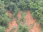 Imagem area mostra o desmoronamento dos encostas em Blumenau