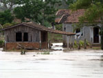 Margem do Rio Tijucas, bairro Pernambuco, visto a partir da ponte de ferro