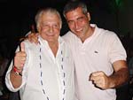 Olavo Monteiro de Carvalho e o genro Tico Cardoso comemoram o sucesso do Leilo Levanta Poeira 