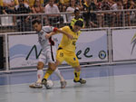 O primeiro jogo da final do campeonato catarinense de futsal entre JEC/Krona e Malwee foi na Arena Jaragu, na noite desta tera