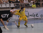 O primeiro jogo da final do campeonato catarinense de futsal entre JEC/Krona e Malwee foi na Arena Jaragu, na noite desta tera