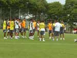 Antes do comeo do treinamento, a equipe colorada fez um minuto de silncio em memria s vtimas do acidente com o nibus do Brasil-Pe