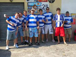 Na foto esquenta para um dos jogos do AVA. Da esquerda pra direita: Magro, Dico, Nsio, Bruno, Baguinha, Eduardo, Hudson, Zigueli Pequeno. Ps. O bar estava fechado porque o dono (Jnior)  avaiano e estava indo pro jogo tambm. Saudaes Azurras!