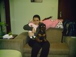 Minha esposa Fabiany, minha filha Yasmin e meu cachorro Eleuterio