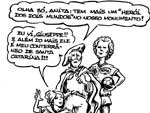 Charge do Sampaulo, em homenagem ao craque Paulo Roberto Falco. No desenho aparece a esttua de Anita Garibaldi e de Giuseppe conversando sobre a esttua de Falco, na Itlia
