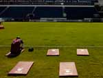 Atacante Marcos Denner fez exerccios aps o treino com bola