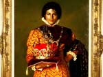 Quadro em leo de Michael Jackson vestido como rei, pintado em 1995