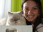 Amina (raa Himalaia), com sua mame Julli. A Amina  uma gatinha muito especial, super carinhosa, calma, adora brincar com as bolinhas de papel que a mame faz. Seu jeitinho transmite muita paz aqui pra casa.  um xodzinho (Julliane Krautz – Brao do Norte, SC)