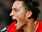Olympique 0x1 Twente – Marko Arnantovic, do Twente, comemora o gol marcado aos 23 minutos de jogo