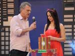 Francine com o apresentador Pedro Bial