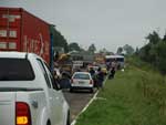 A RS-287 registrou congestionamento de cinco quilmetros aps o acidente