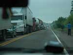 A RS-287 registrou congestionamento de cinco quilmetros aps o acidente