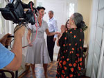 Atrizes gravando cena