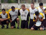 Jogadores do Santa Maria concentrados nas cobranas de pnaltis