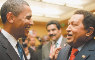 Barack Obama conversando com Hugo Chávez, inicia o diálogo mais imprevisível da história