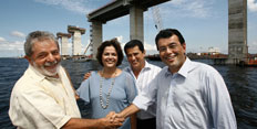 Lula visitou hoje obras da ponte sobre o Rio Negro&nbsp;-&nbsp;Ricardo Stuckert/PR