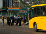 nibus foram levados de volta s garagens das empresas do transporte urbano da regio