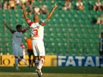 Bruno Rodrigo comemora o primeiro gol da Lusa, anotado aos 14 do primeiro tempo