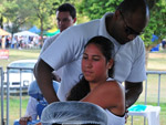 Massagens na tenda da Braskem