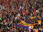 Torcida do Barcelona tomou as ruas da cidade espanhola para comemorar o t�tulo
