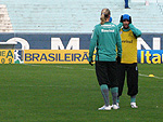 As arquibancadas do Estdio Olmpico foram pintadas durante o treino