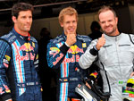 Webber (3), Vettel (1) e Barrichello (2) formam o grid de largada do GP da Inglaterra
