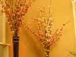 Na varanda, as flores so artificiais