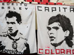 Iarley e Fernando, craques que conquistaram os maiores ttulos do Inter, estampam faixas no Beira-Rio