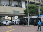 A imprensa se instalando no Estdio Olmpico para a cobertura da partida Grmio x So Paulo