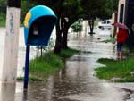 Em Pelotas, no Sul do Estado, a chuva deixou ruas alagadas